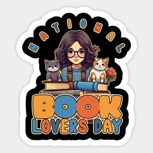 Happy National Book Lovers Day, Cat Moms Sticker